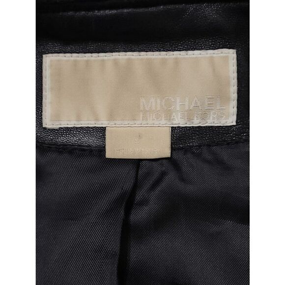 MICHAEL KORS Black Genuine Leather Moto Biker Jacket Zip Up SIZE S MSRP $595 - Picture 3 of 14
